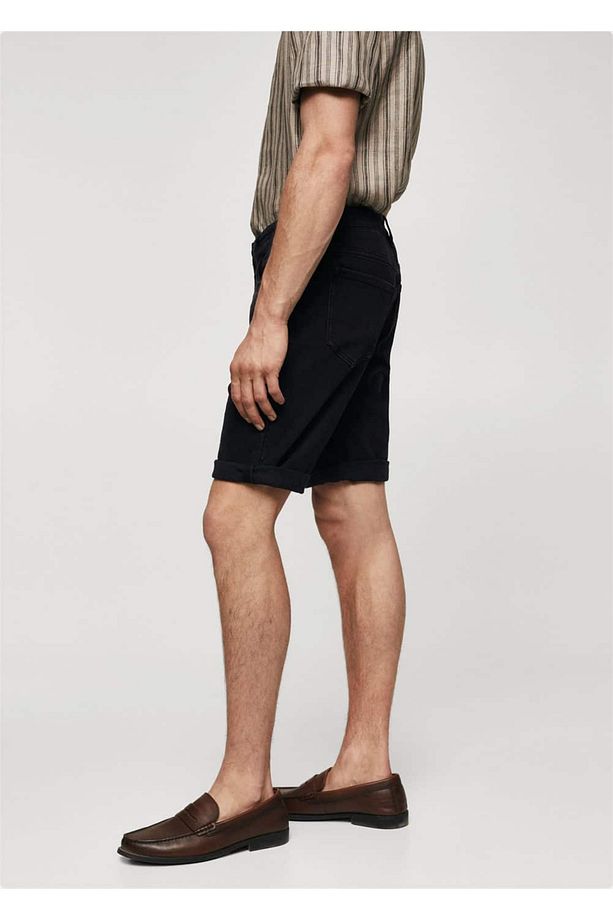 Slim fit kot bermuda şort - 6