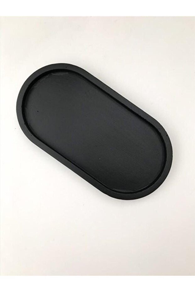 Black Oval Concrete Plate - Decorative
