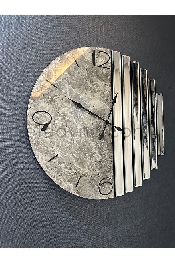 Ritmik Model-gümüş Ayna Duvar Saati 70cm - 1