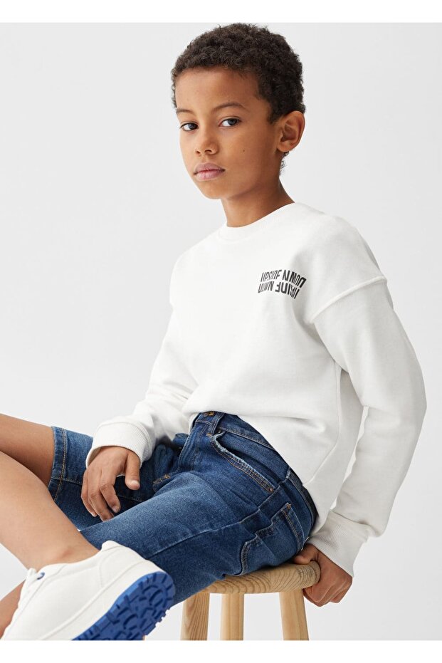 Pamuklu denim şort - 8