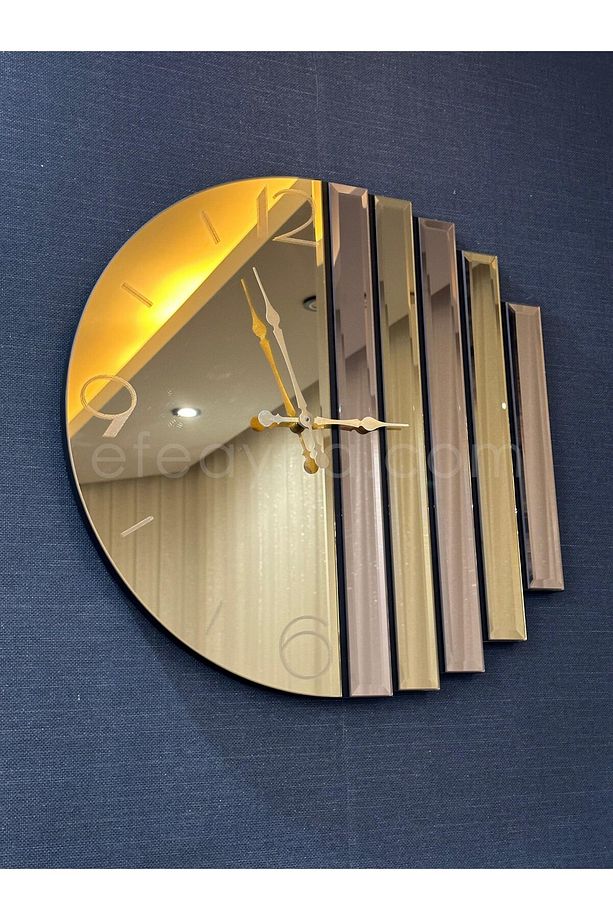 RİTMİK-GOLD AYNA DUVAR SAATİ 50cm - 1