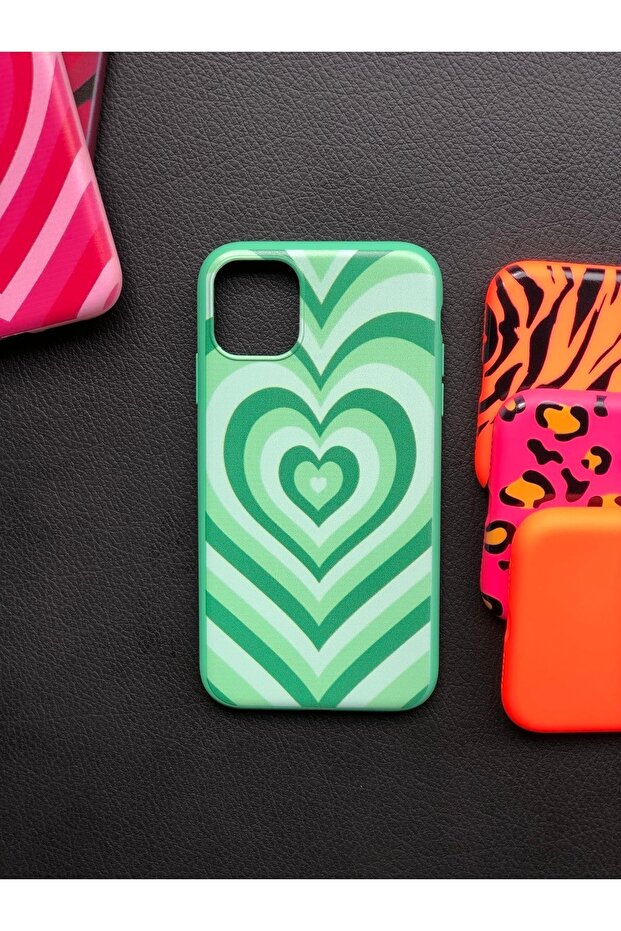 حافظة آيفون 11، سيليكون [بطانة داخلية ناعمة مضادة للخدش] نمط قلب ملون - 1