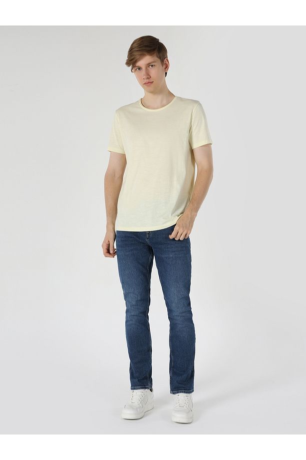 Regular Fit Bisiklet Yaka Basic Sarı Erkek Kısa Kol Tişört Cl1058580 - 3