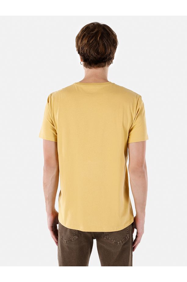 Regular Fit Bisiklet Yaka Basic Sarı Erkek Kısa Kol Tişört Cl1058592 - 1