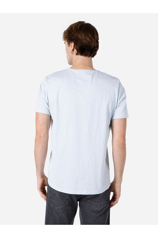 Regular Fit Bisiklet Yaka Basic Mavi Erkek Kısa Kol Tişört Cl1058580 - 6