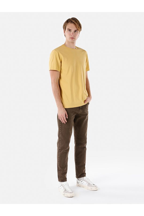 Regular Fit Bisiklet Yaka Basic Sarı Erkek Kısa Kol Tişört Cl1058592 - 2