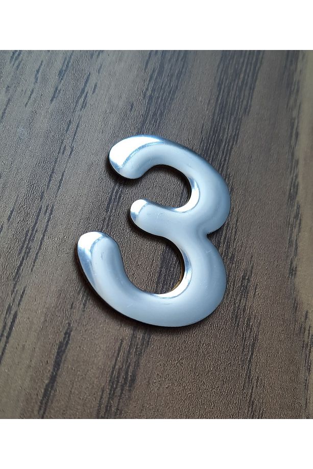 4.2 Cm Metal Krom Kendinden Yapışkanlı Kapı Numarası No3 - 3