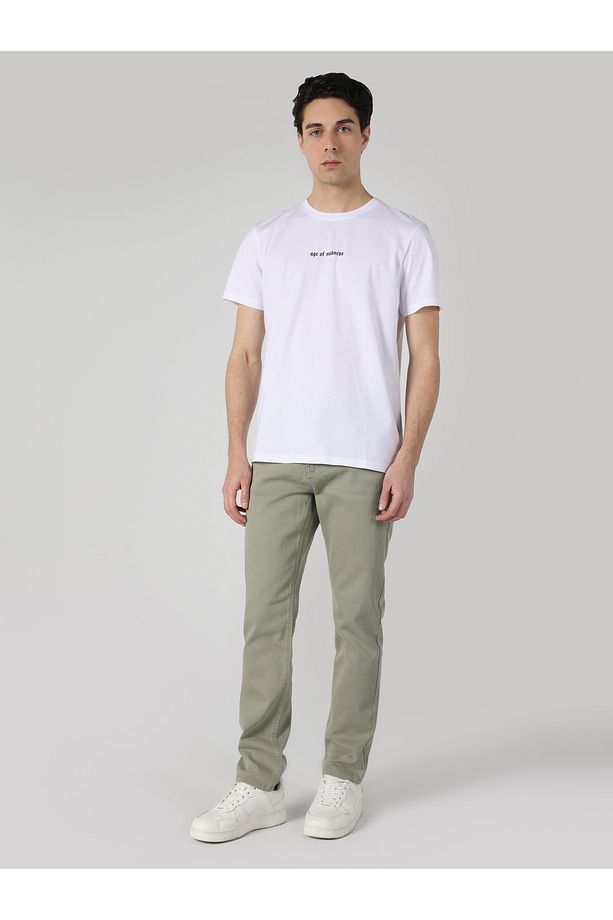 Regular Fit Bisiklet Yaka Baskılı Beyaz Erkek Kısa Kol Tişört Cl1061567 - 3