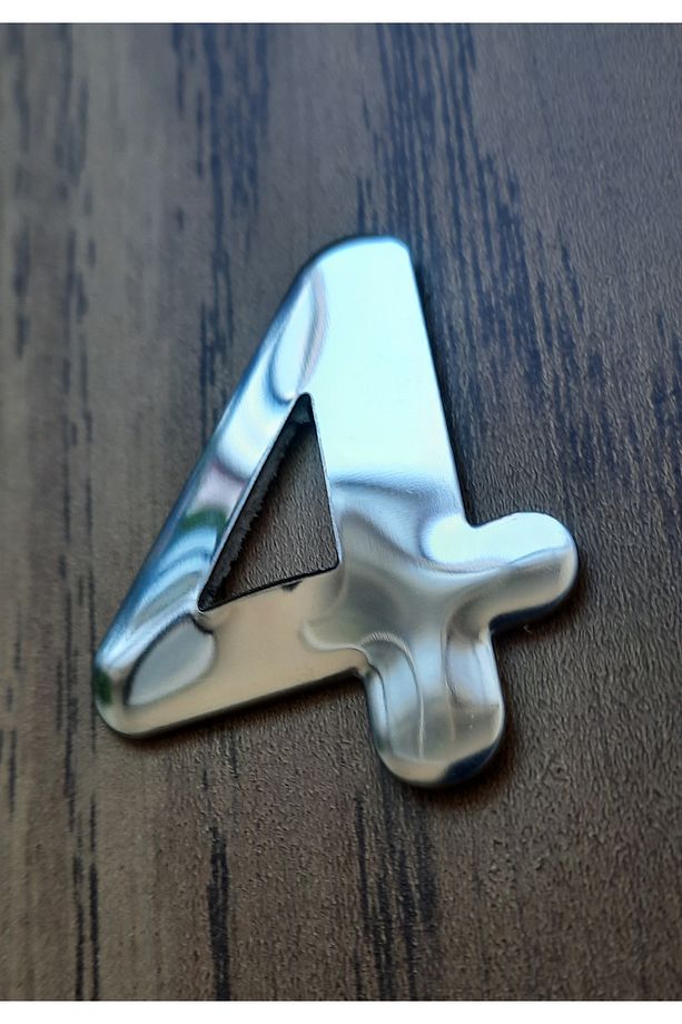 Kapı Numarası 4.2 Cm Metal Krom Kendinden Yapışkanlı No 4 - 3