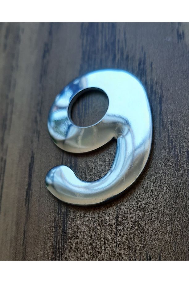 4.2 cm Metal Krom Kendinden Yapışkanlı Kapı Numarası No9 - 2