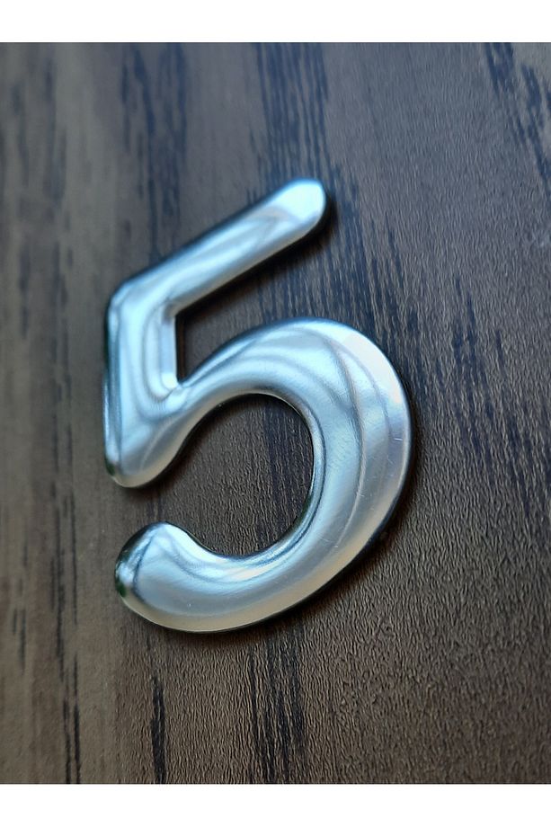 4.2 cm Metal Krom Kendinden Yapışkanlı Kapı Numarası No5 - 2