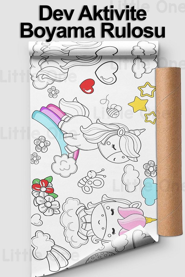 Unicorn - Tek Boynuzlu At Aktivite Rulo Boyama Kağıdı - 62 Cm X 2.5 Metre Dev Rulo - 1
