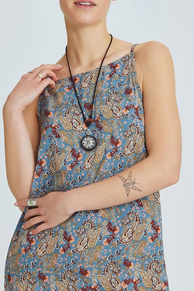 Basic Mini Yazlık Elbise Mavi - 5