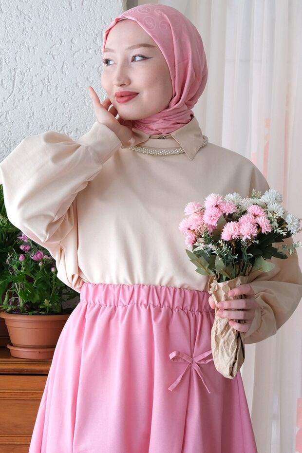 Soft Pembe Fiyonklu Etek - 5