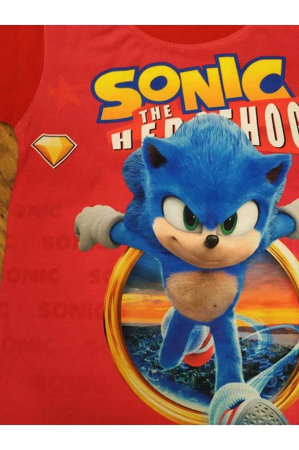 Erkek Çocuk (3-8 Yaş)kirpi Sonic Digital Baskılı Şort/tshirt Takım - 2