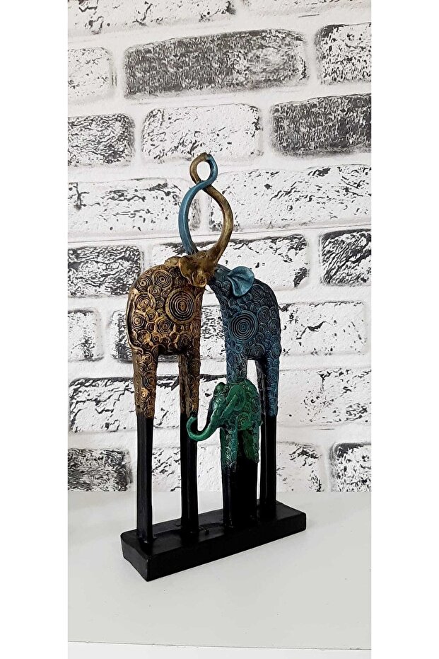 Hand Dekor Fil Ailesi Heykel - 2