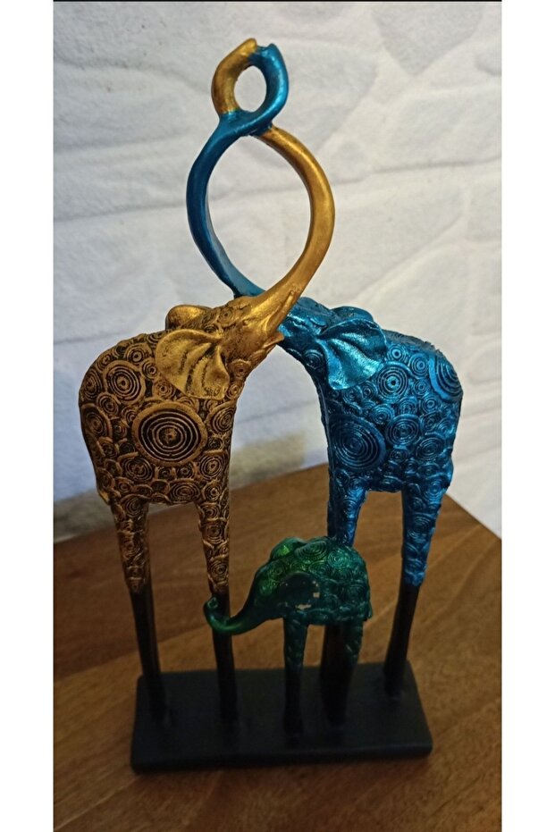 Hand Dekor Fil Ailesi Heykel - 6