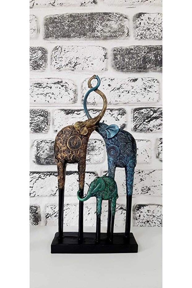 Hand Dekor Fil Ailesi Heykel - 4