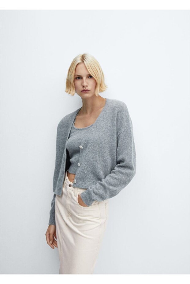 Yırtmaçlı denim etek - 5