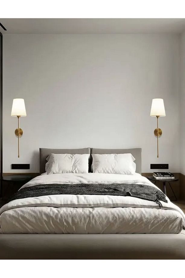 Modern Duvar Aplik 2 Adet Kablolu Elektrik Ile Çalışır Krem Abajur Eskitme Gold Sarı - 8