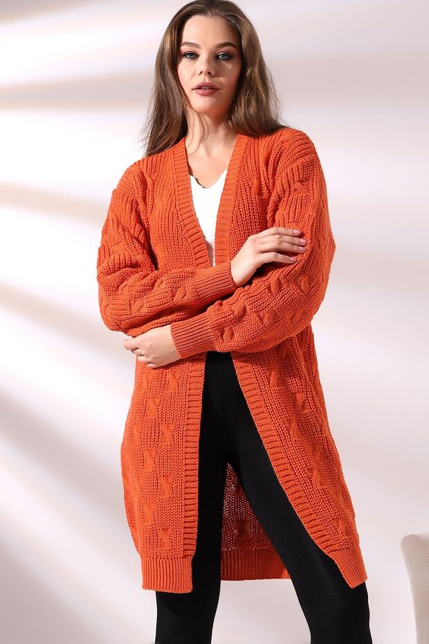 Kadın Uzun Triko Hırka - 1