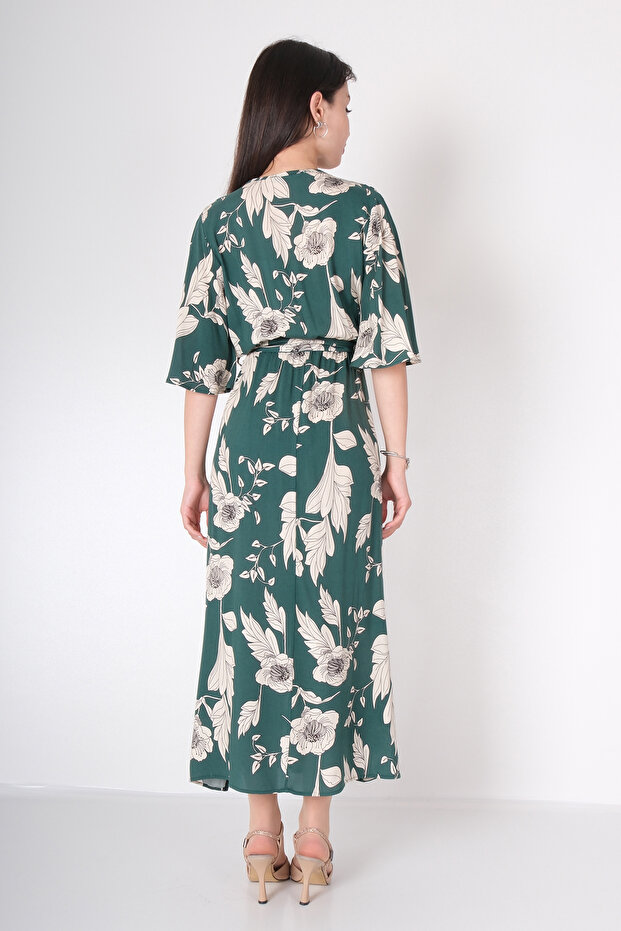 فستان منقوش مزدوج الصدر - 4