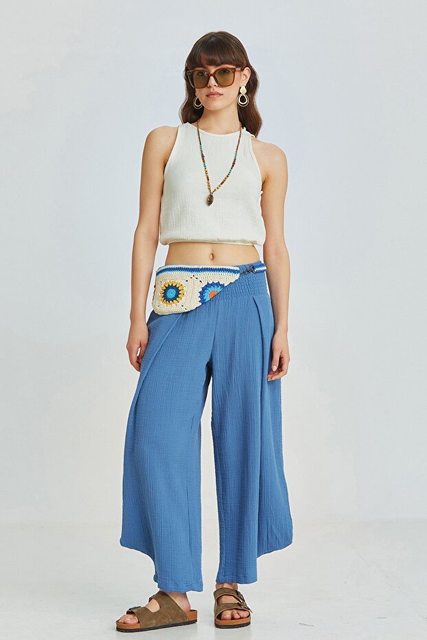 Beli Lastikli Basic Crop Bluz Bej - 3