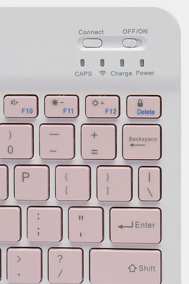 Bluetooth 10 Inç Ios Windows Android Uyumlu Kablosuz Klavye + Mause Set Sessiz Pembe - 3