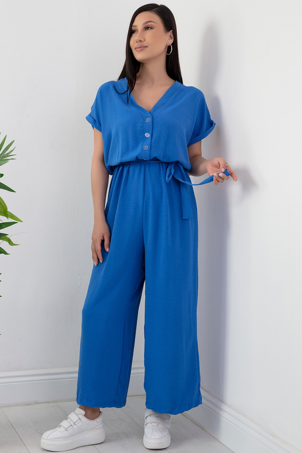 Bol Paça Düğmeli Tulum 861-2893 - 5