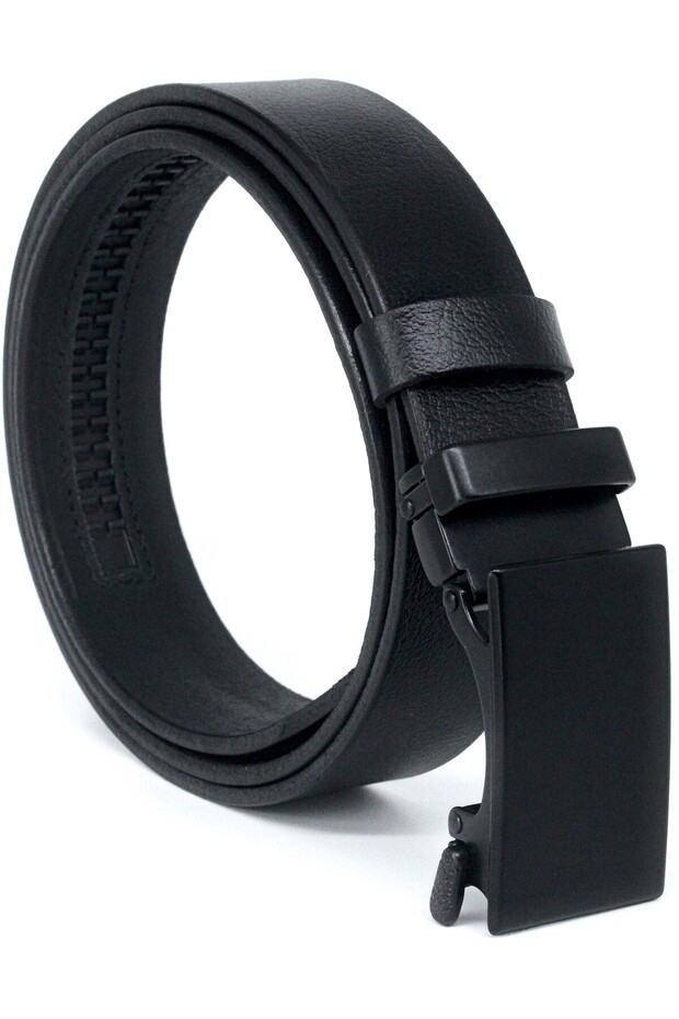 100% Buffalo Leather Automatic Buckle Men's Belt 3.5cm Black - Men's Gift Valentine's Day