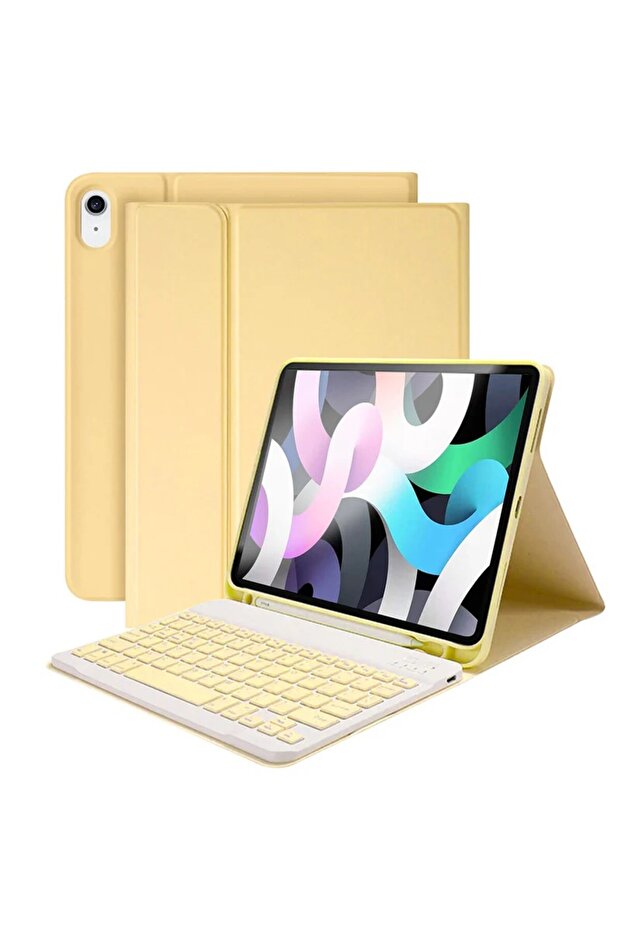 حافظة متوافقة مع ipad الجيل العاشر 10.9 2022 A2696 A2757/77 مع لوحة مفاتيح Qwerty تركية مضيئة بتقنية RGB