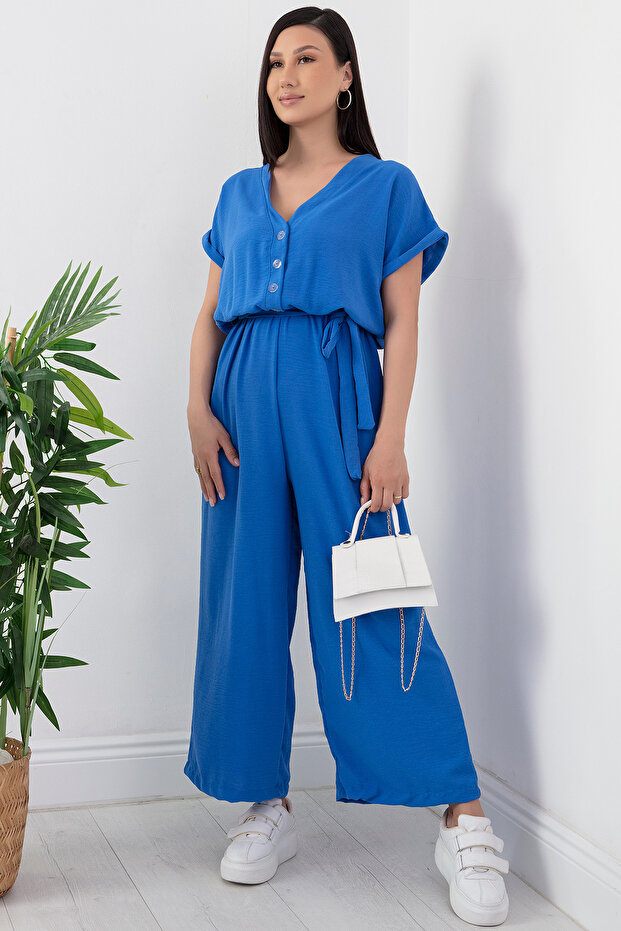 Bol Paça Düğmeli Tulum 861-2893 - 6