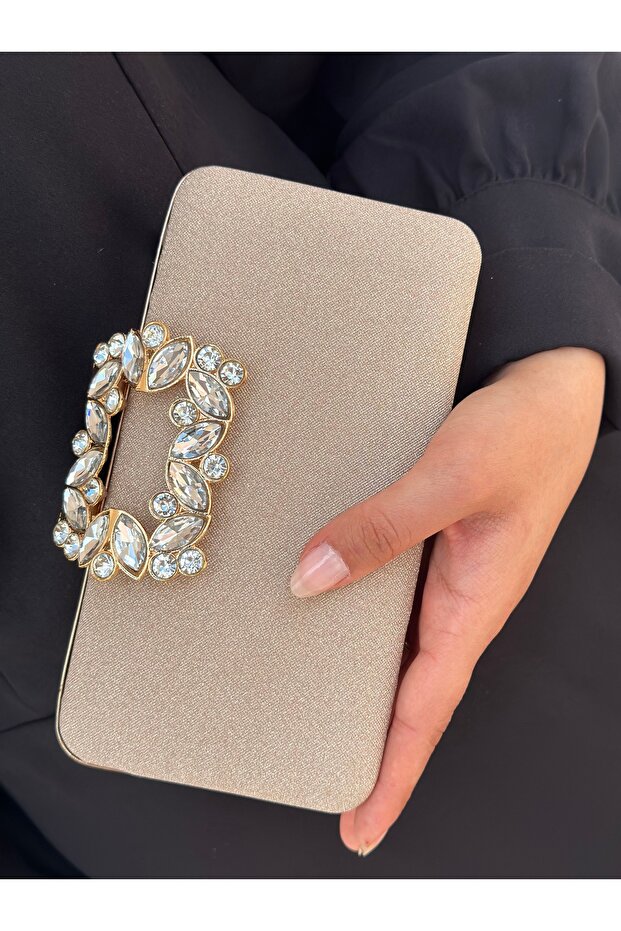 Women's Gold Palsim Cover Accessory Detailed Chain Evening Dress Shoulder Bag