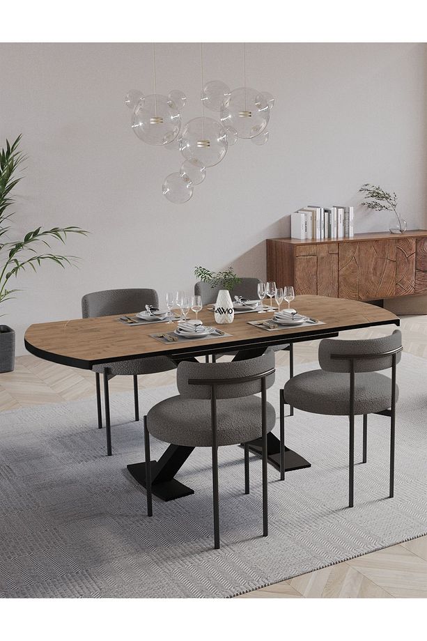Pıero Lak Panel 80x130 Açılır Yemek Masası Mutfak Masası 4 Kişilik Masa Sandalye Takımı - 2