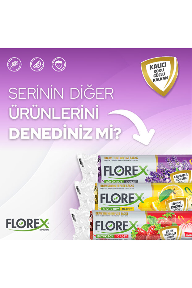 كيس قمامة برباط كبير الحجم 10 قطع لافندر - 4