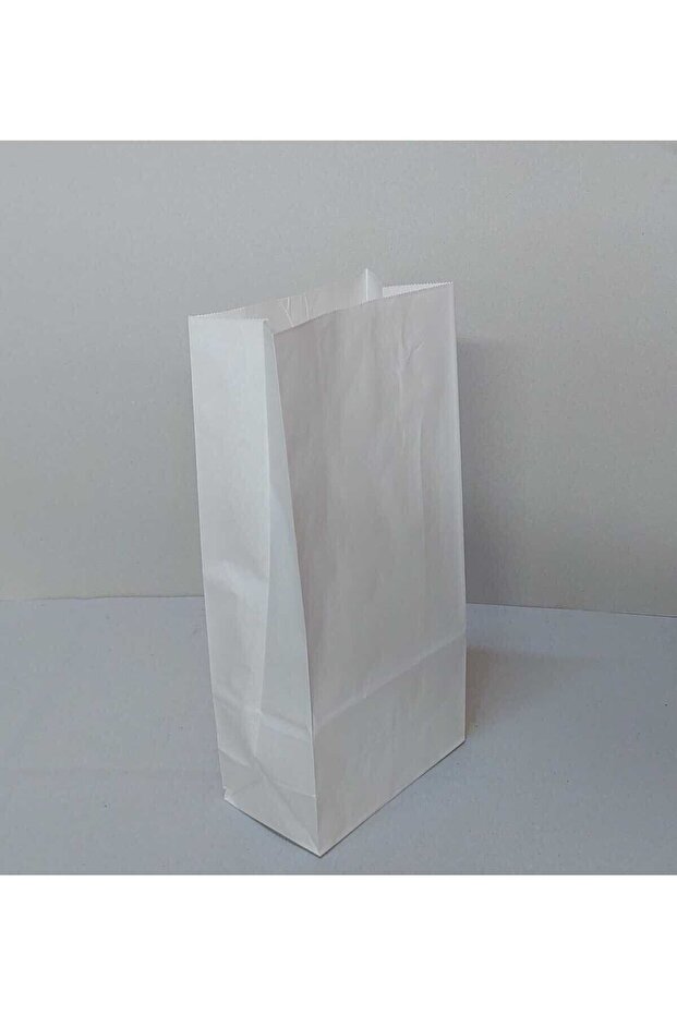 Kumanya Poşet 100 Adet 16x34x9 Cm Beyaz Kraft Kağıt Torba 100 Adet - 1