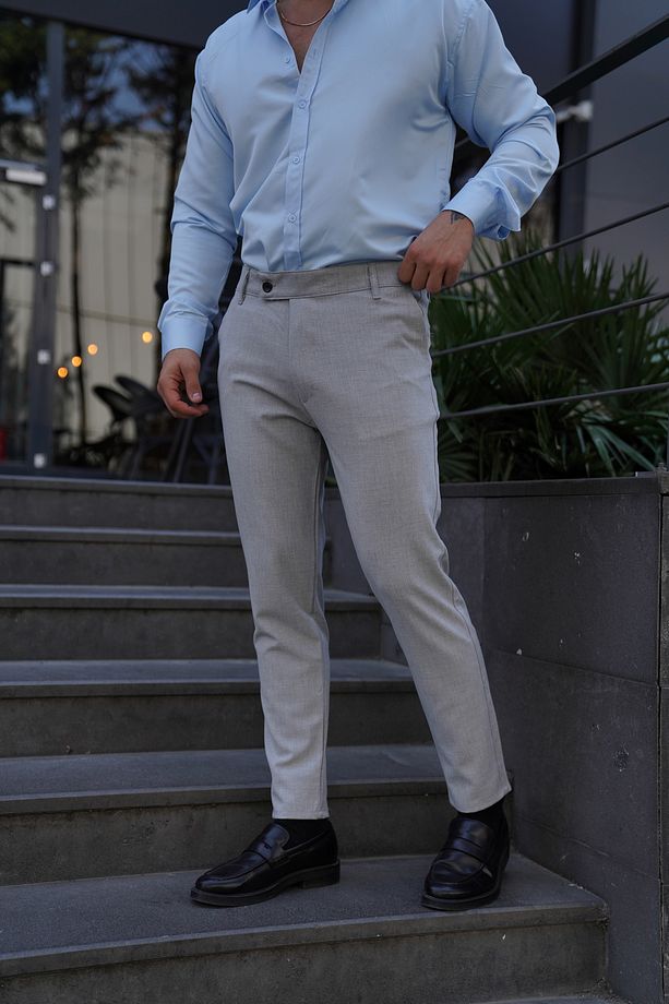 Açıkgri Kumaş Pantolon Slim Fit PLT 011 - 1