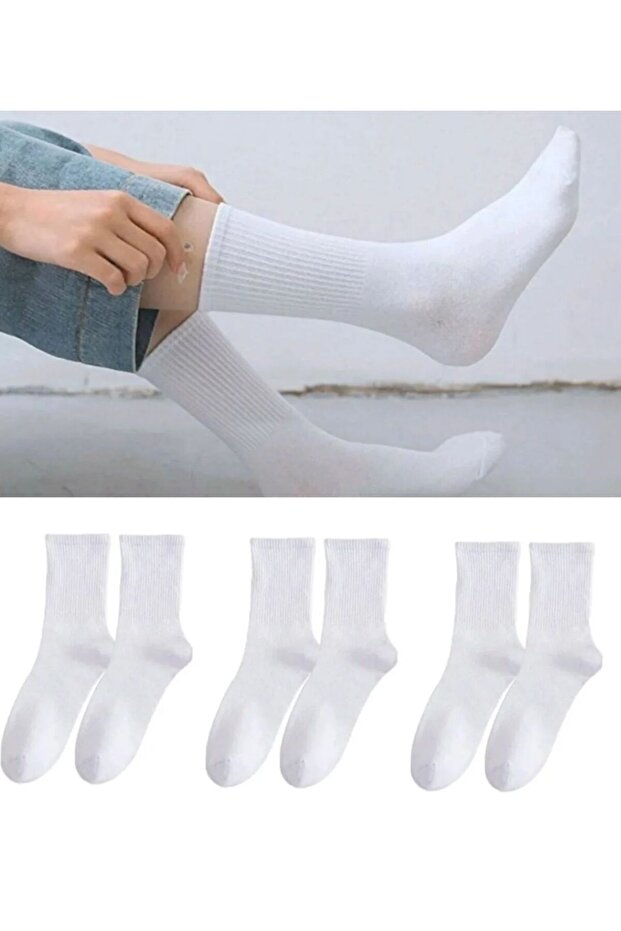 Unisex 3-Pack White College Sports Socks