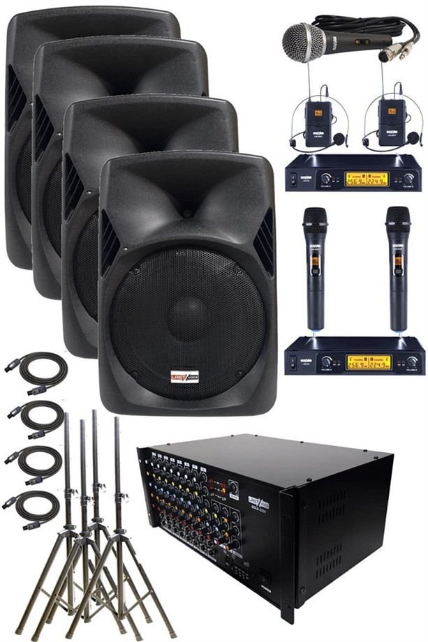 School Paket-4 okul Tören Ses Sistemi Full Set (HOPARLÖR ANFİ MİKROFON STAND) - 1