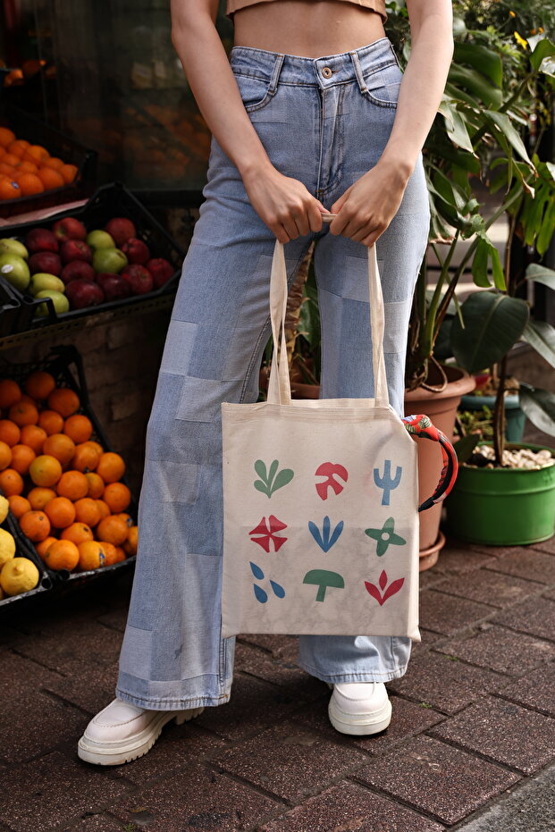 Raindrop Printed Canvas Patterned Shoulder Bag - 3