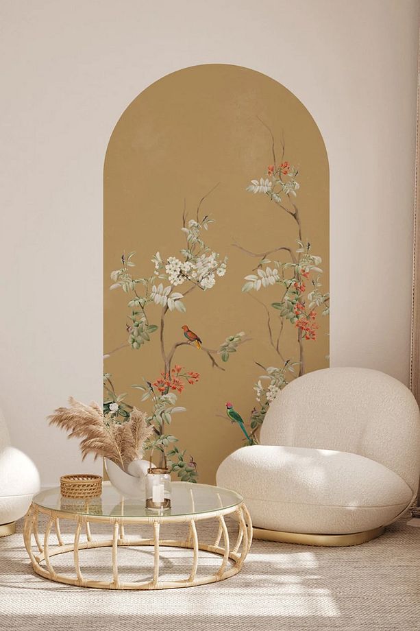 Bahar Çiçekleri ve Kuşlar Boho Kemer Arch Modern Duvar Sticker - 4