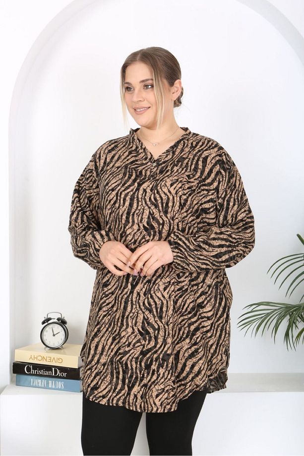 Tunik dokuma viskon yumuşak rahat desenli tunik - 1