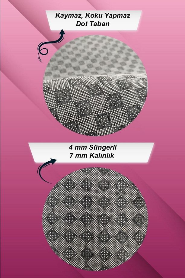 Kaymaz Taban Makinede Yıkanabilen Yuvarlak Mutfak Halısı Ar996 - 3