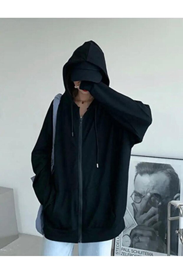 سترة أساسية بغطاء للرأس بسحاب - 4