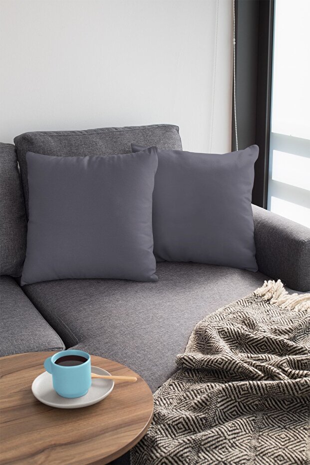 2-Piece 43x43cm K.gray Premium Thai Feather Upholstery Fabric Decorative Double Sided Throw Pillow Cover Krl011