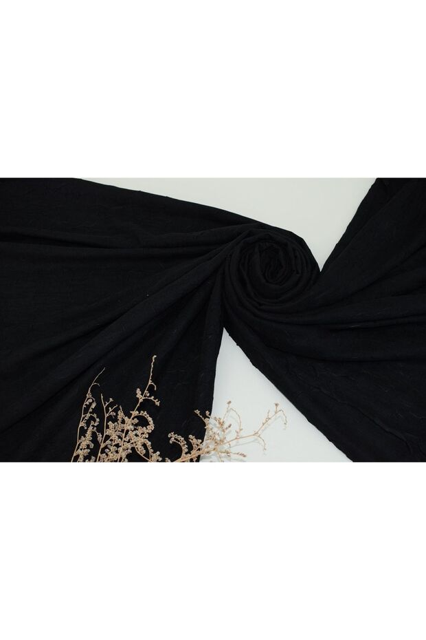 Bamboo Shawl Cotton Non-Ironing 4 Seasons Tulle Non-Stick Anti-Sweat Shawl Black