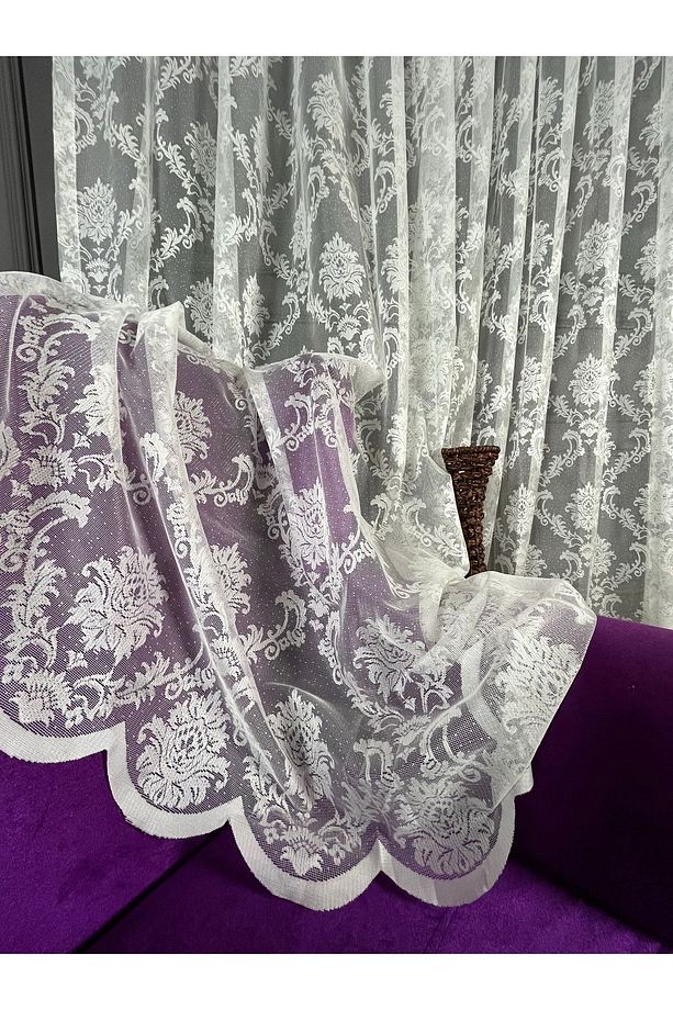 Taç Damask Kullanıma Hazır Normal Pile Tül Perde Tek Kanat - 6