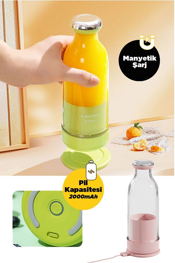 Smoothie Blender Taşınabilir Şarjlı Kişisel Mini Meyve Karıştırıcı 300 ml - 6