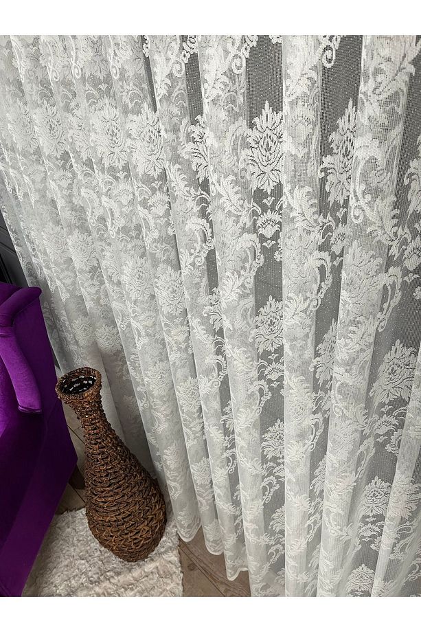 Taç Damask Kullanıma Hazır Normal Pile Tül Perde Tek Kanat - 5