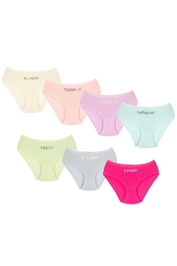 007 Kız Çoçuk Mix Color 7'li Paket Baskılı Külot V2 - 6